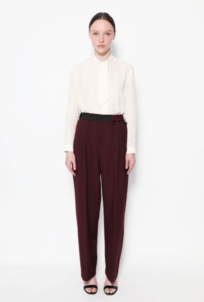                             Burgundy Belted Trousers - 1
