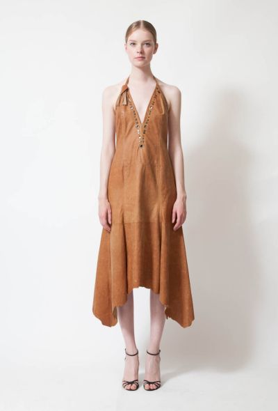                                         Vintage Leather Halter Dress-1