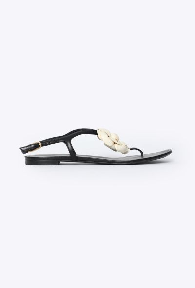Chanel Camélia T-Strap Leather Sandals - 2