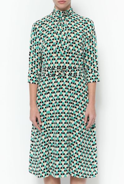 Prada 2017 Graphic Silk Belted Dress - 2