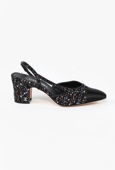 Chanel 2020 Sequin Tweed Slingback Heels - 1