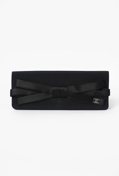 Chanel Black Satin Bow Flap Clutch - 1