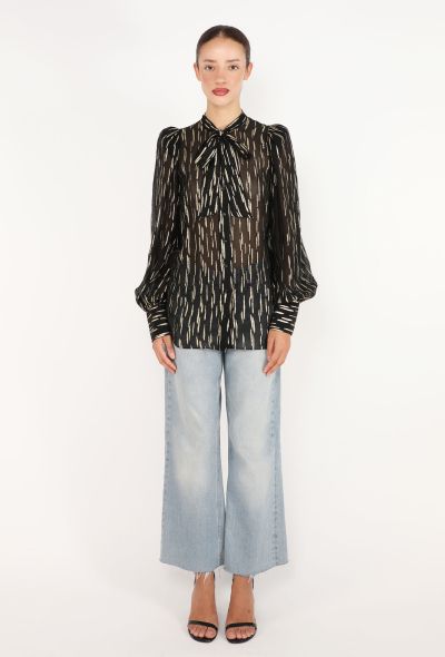 Givenchy Metallic Striped Lavalliere Blouse - 2