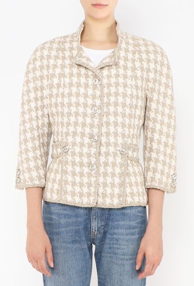 Chanel 2008 Houndstooth Silk Tweed Jacket - 1 Chanel 2008 Houndstooth Silk Tweed Jacket - 1