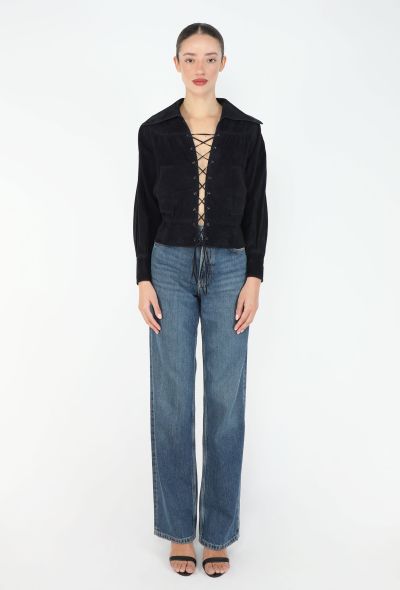 Ted Lapidus '70s Lace-Up Suede Top - 2