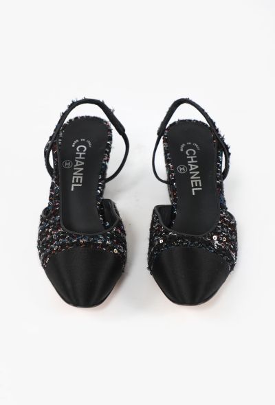 Chanel 2020 Sequin Tweed Slingback Heels - 2