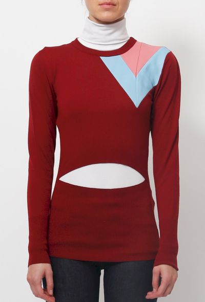 Loewe S/S 2015 Burgundy Leather Trimmed Knit - 1 Loewe S/S 2015 Burgundy Leather Trimmed Knit - 1