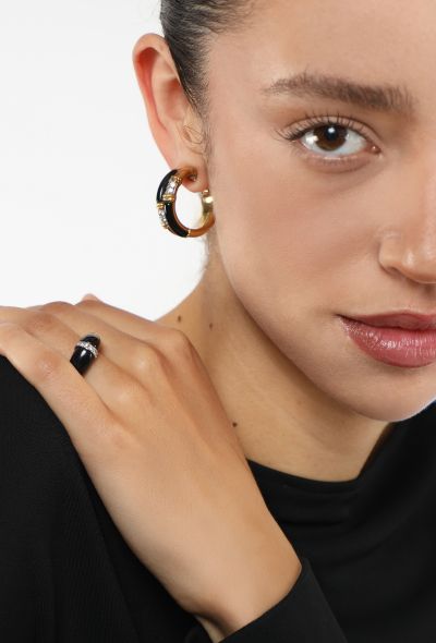 Vintage Fine Jewelry Collectible: '70s Kutchinsky 18K Gold, Onyx & Diamond Earrings - 2