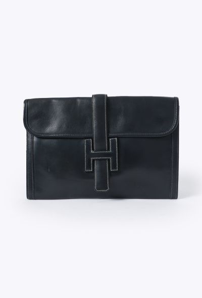Hermès Vintage Navy Box Jige Clutch - 1