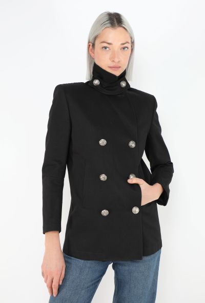 Balmain Classic Coat Of Arms Peacoat - 1