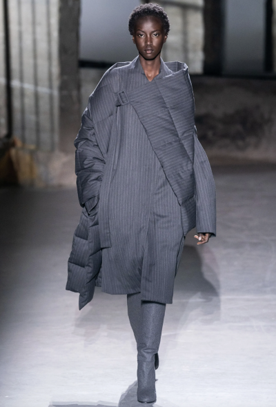 Dries Van Noten Pinstripe Quilted Wrap Coat, F/W 2019 - 2