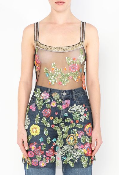 Floral Embellished Mesh Top - 1 Floral Embellished Mesh Top - 1