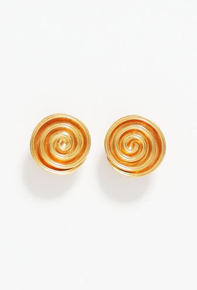                             '60s Ilias Lalaounis 18k Gold Swirl Clip Earrings - 1