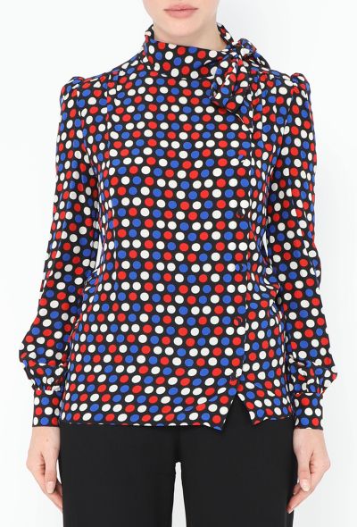 Saint Laurent 2016 Silk Polka Dot Lavallière Blouse - 2 Saint Laurent 2016 Silk Polka Dot Lavallière Blouse - 2