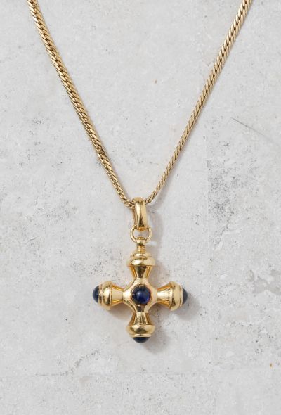                                         18K Sapphire Cross Pendant Necklace -1