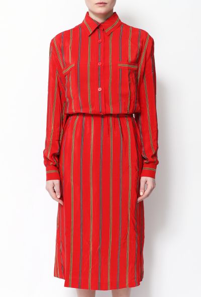 Céline Vintage Striped Silk Shirt Dress - 2