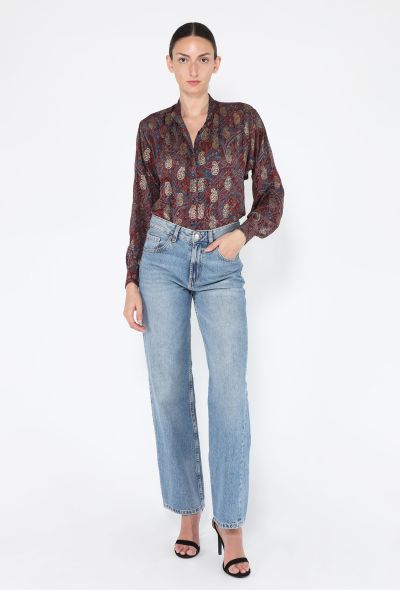 Saint Laurent Paisley Print Lamé Blouse, 1970s - 2