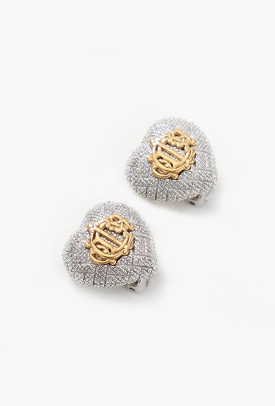 Christian Dior Vintage Embossed Heart Clip Earrings - 2 Christian Dior Vintage Embossed Heart Clip Earrings - 2