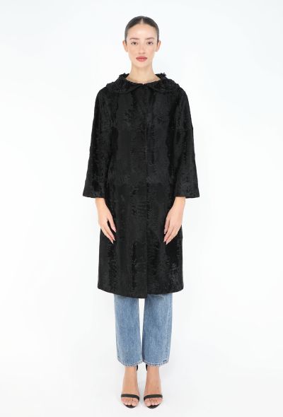 Prada Early 2000s Astrakhan Embroidered Coat - 1