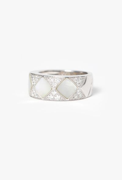 Vintage Fine Jewelry Mathon 18k Gold, Mother of Pearl & Diamond Ring - 2 Vintage Fine Jewelry Mathon 18k Gold, Mother of Pearl & Diamond Ring - 2