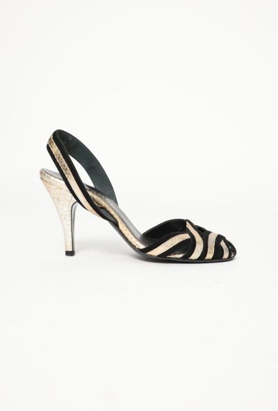 Chanel Metallic Python Slingback Heels - 1 Chanel Metallic Python Slingback Heels - 1