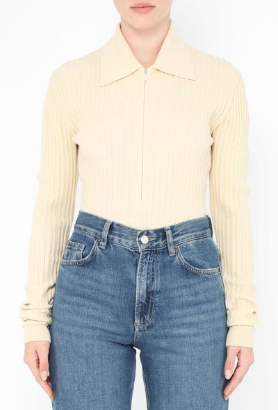 Alaïa Vintage Ribbed Zip Bodysuit - 1 Alaïa Vintage Ribbed Zip Bodysuit - 1