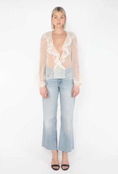 Valentino Ruffled Silk & Lace Blouse - 2