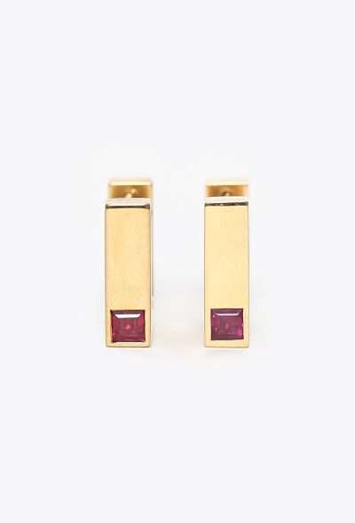Céline 18K Yellow Gold & Rubies Square Sentimental Earrings - 1