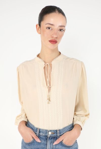 Céline F/W 2023 Lace Trim Triomphe Blouse - 1