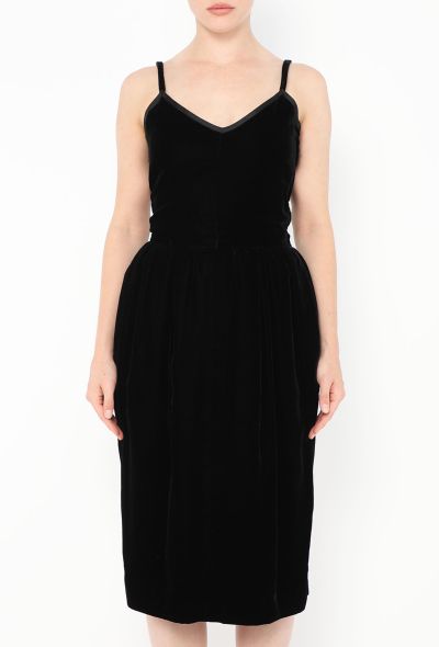 Saint Laurent Vintage Velvet Grosgrain Trim Dress - 2 Saint Laurent Vintage Velvet Grosgrain Trim Dress - 2