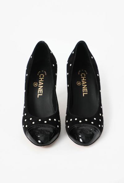 Chanel Pearl Appliqué Suede Pumps - 2