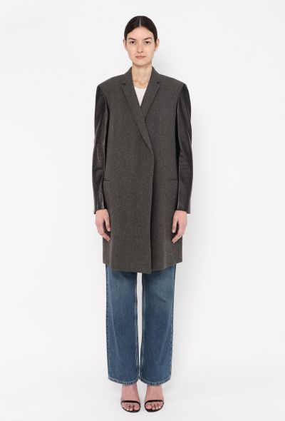 Céline 2011 Leather Trim Crombie Coat - 2 Céline 2011 Leather Trim Crombie Coat - 2