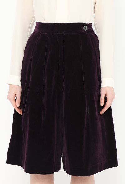 Dries Van Noten 2016 Velvet Pleated Shorts - 2 Dries Van Noten 2016 Velvet Pleated Shorts - 2