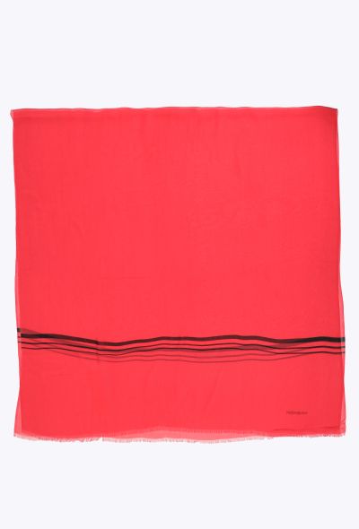 Saint Laurent Vintage Coral Silk Scarf - 2