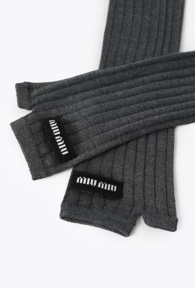 Miu Miu S/S 2025 Ribbed Silk Fingerless Gloves - 1
