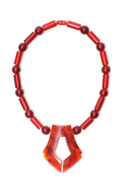                             70s Isadora Beaded Bakelite Necklace - 1