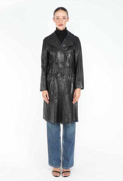 '90s Double-Breasted Leather Trench - 1