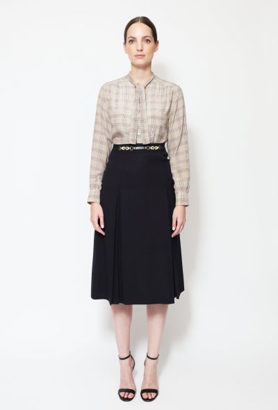                                         Vintage Checkered Silk Lavallière Blouse-2