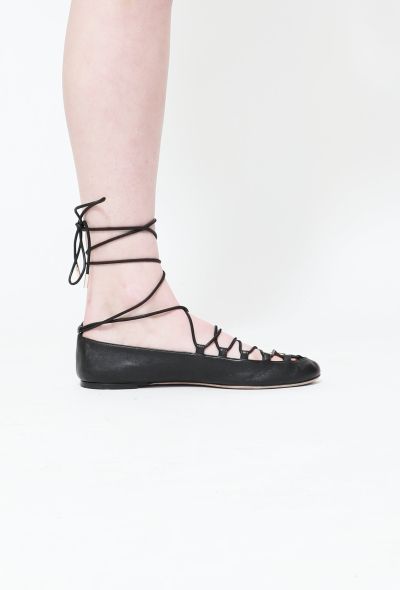 Valentino Lace-Up Leather Ballerinas - 1