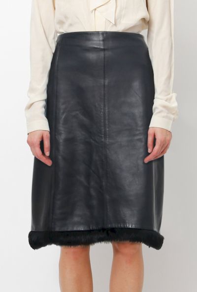                             Leather Fur Lined Skirt - 2