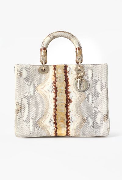 Dior Metallic Python Lady Dior Large Bag - 1