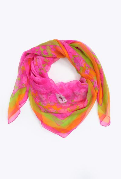 Saint Laurent Vintage Floral Silk Scarf - 1