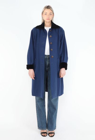 Saint Laurent Mid '70s Felted Velvet Trim Coat - 2