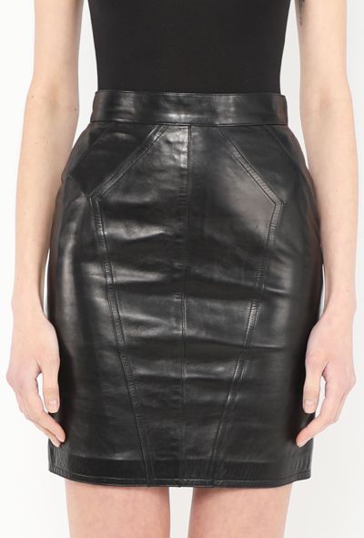Alaïa Early '80s Stitched Leather Skirt - 2 Alaïa Early '80s Stitched Leather Skirt - 2
