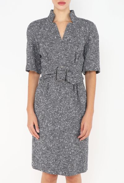 Chanel Tonal Belted 'CC' Bouclé Dress - 2 Chanel Tonal Belted 'CC' Bouclé Dress - 2