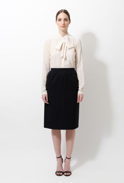 Saint Laurent 80s Navy Midi Skirt - 1
