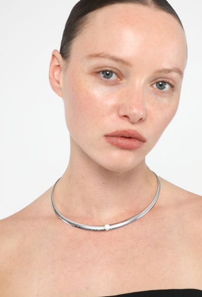 Vintage Fine Jewelry Vintage 18K White Gold & Diamond Omega-Style Choker - 2 Vintage Fine Jewelry Vintage 18K White Gold & Diamond Omega-Style Choker - 2