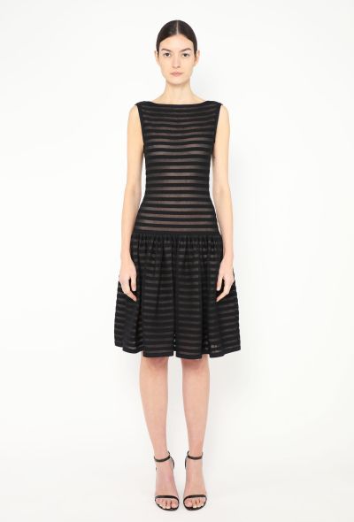 Alaïa Striped Open-Back Skater Dress - 1 Alaïa Striped Open-Back Skater Dress - 1