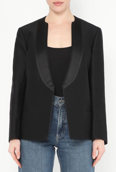 Saint Laurent Collarless Smoking Blazer - 1 Saint Laurent Collarless Smoking Blazer - 1