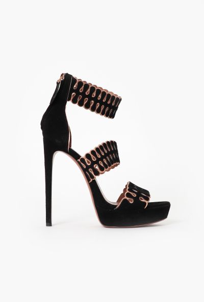 Alaïa S/S 2014 Suede Laser-Cut Sandals - 1 Alaïa S/S 2014 Suede Laser-Cut Sandals - 1